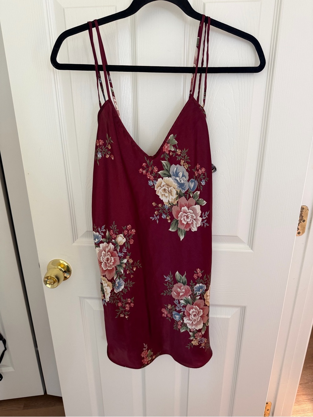 Vintage Dominique & Simone Burgundy Floral Slip Dress Size Medium